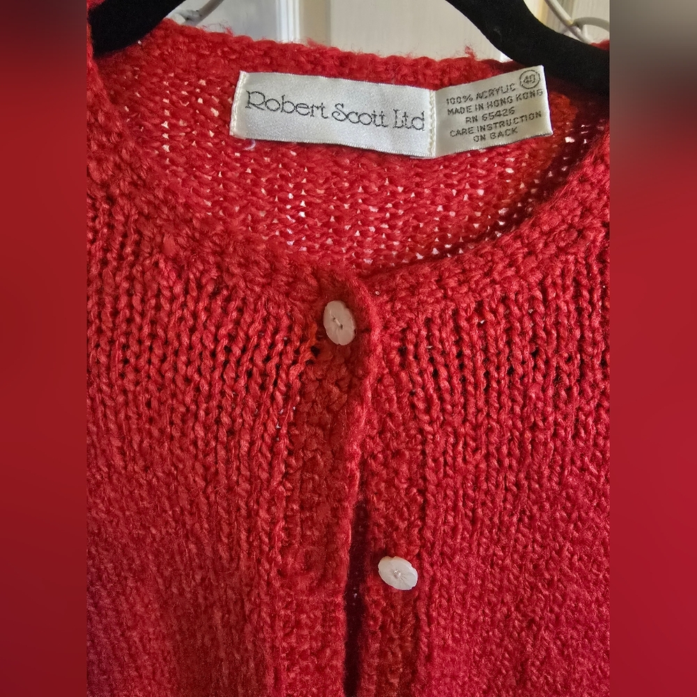 Red Cardigan Sweater - Picture 3 of 4